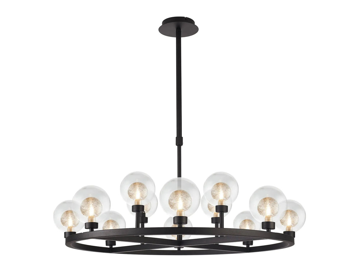 Lathen Satin Black 8 + 4 Light Round G9 Telescopic Light