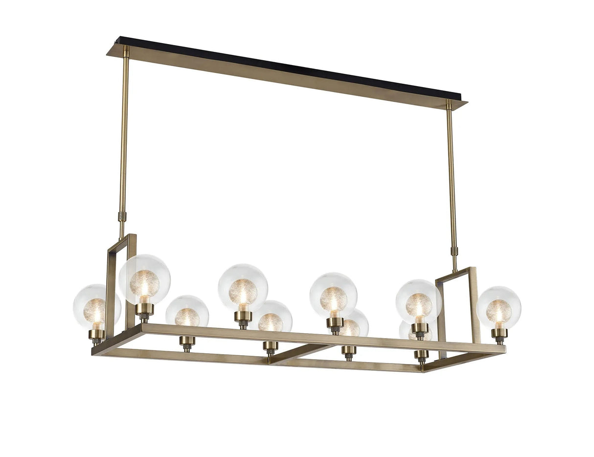 Lathen Antique Brass 10 Light Rectangle G9 Telescopic Light