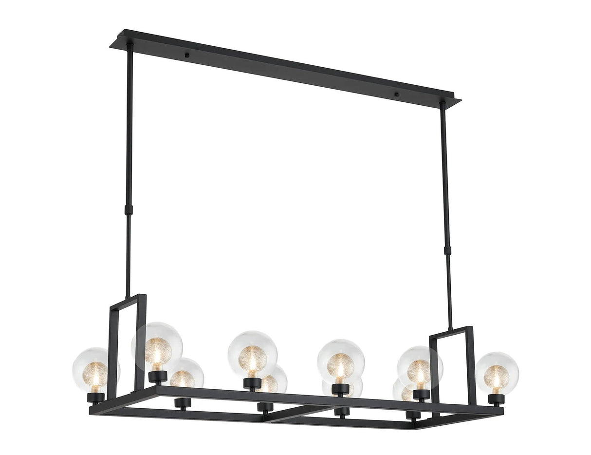 Lathen Satin Black 10 Light Rectangle G9 Telescopic Light