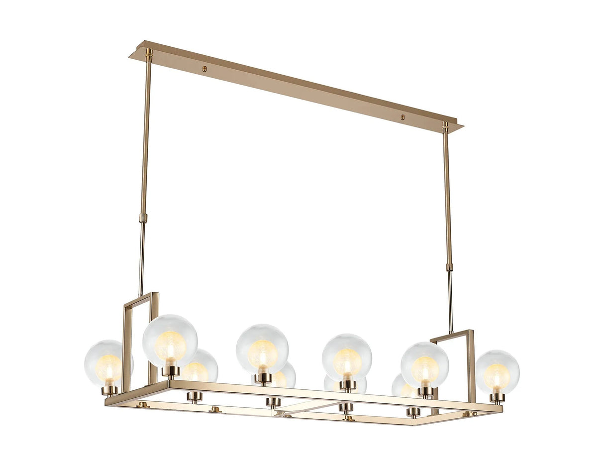 Lathen French Gold 10 Light Rectangle G9 Telescopic Light