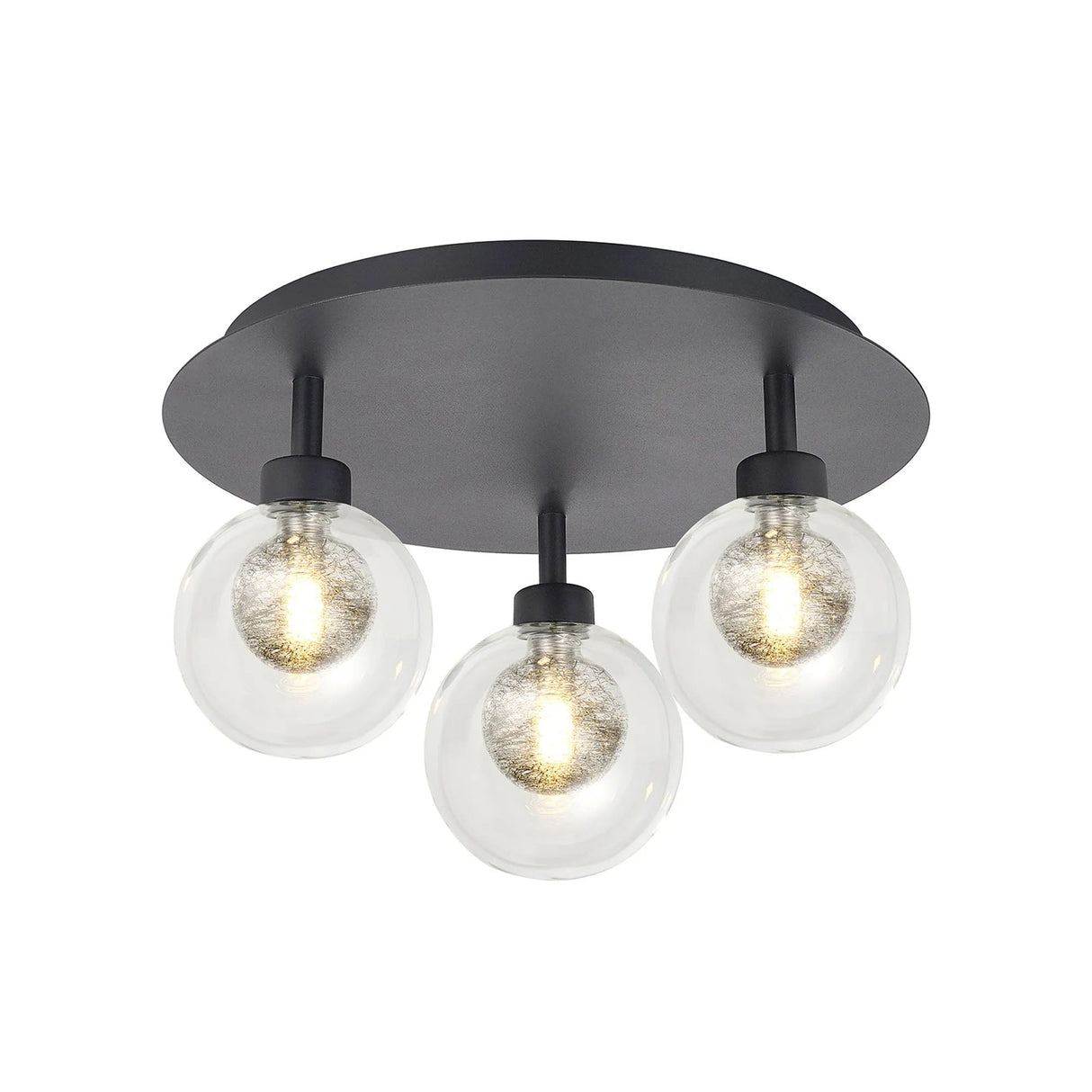 Lathen Satin Black Round 3 x G9 35cm Flush Light