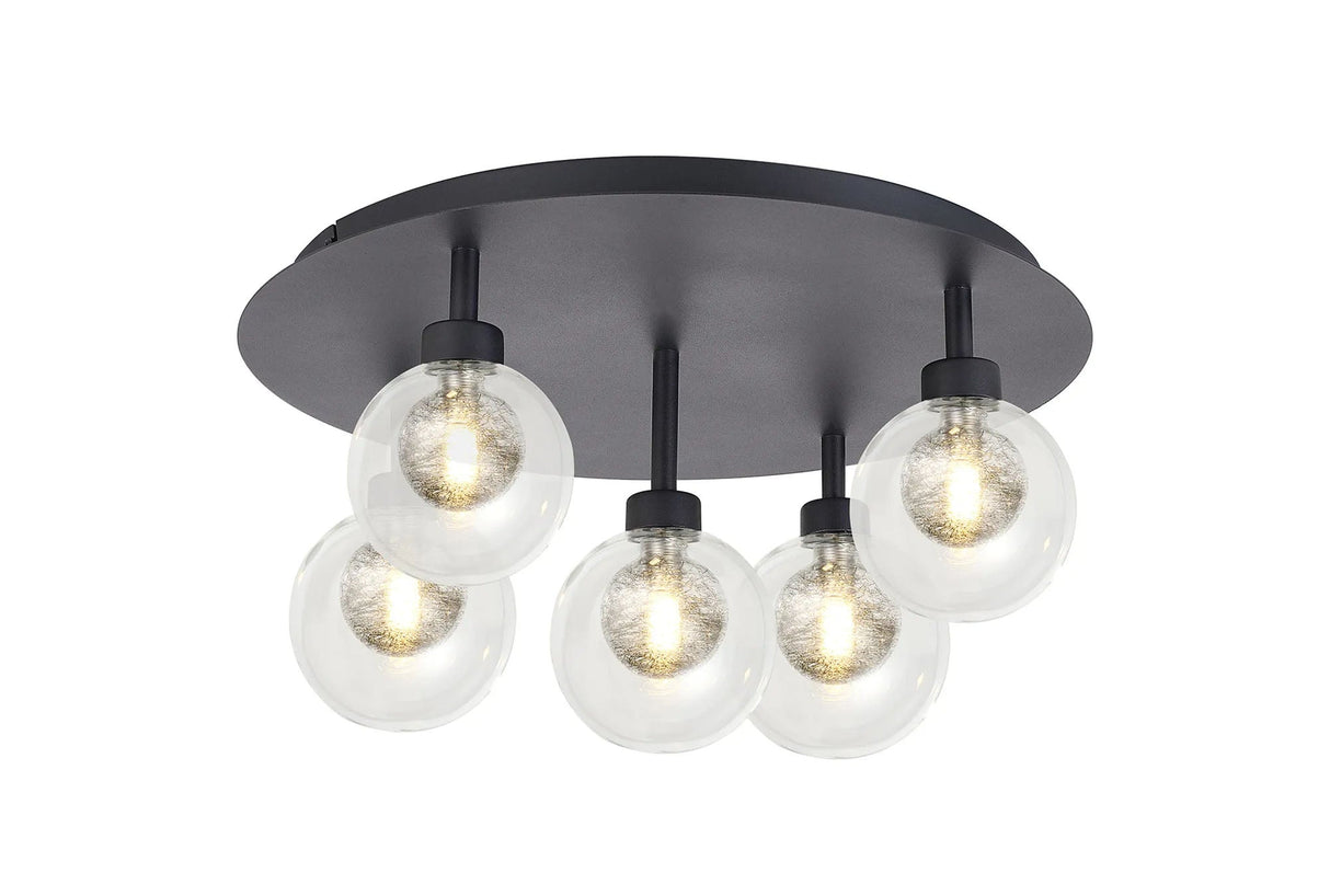 Lathen Satin Black Round 5 x G9 Flush Light