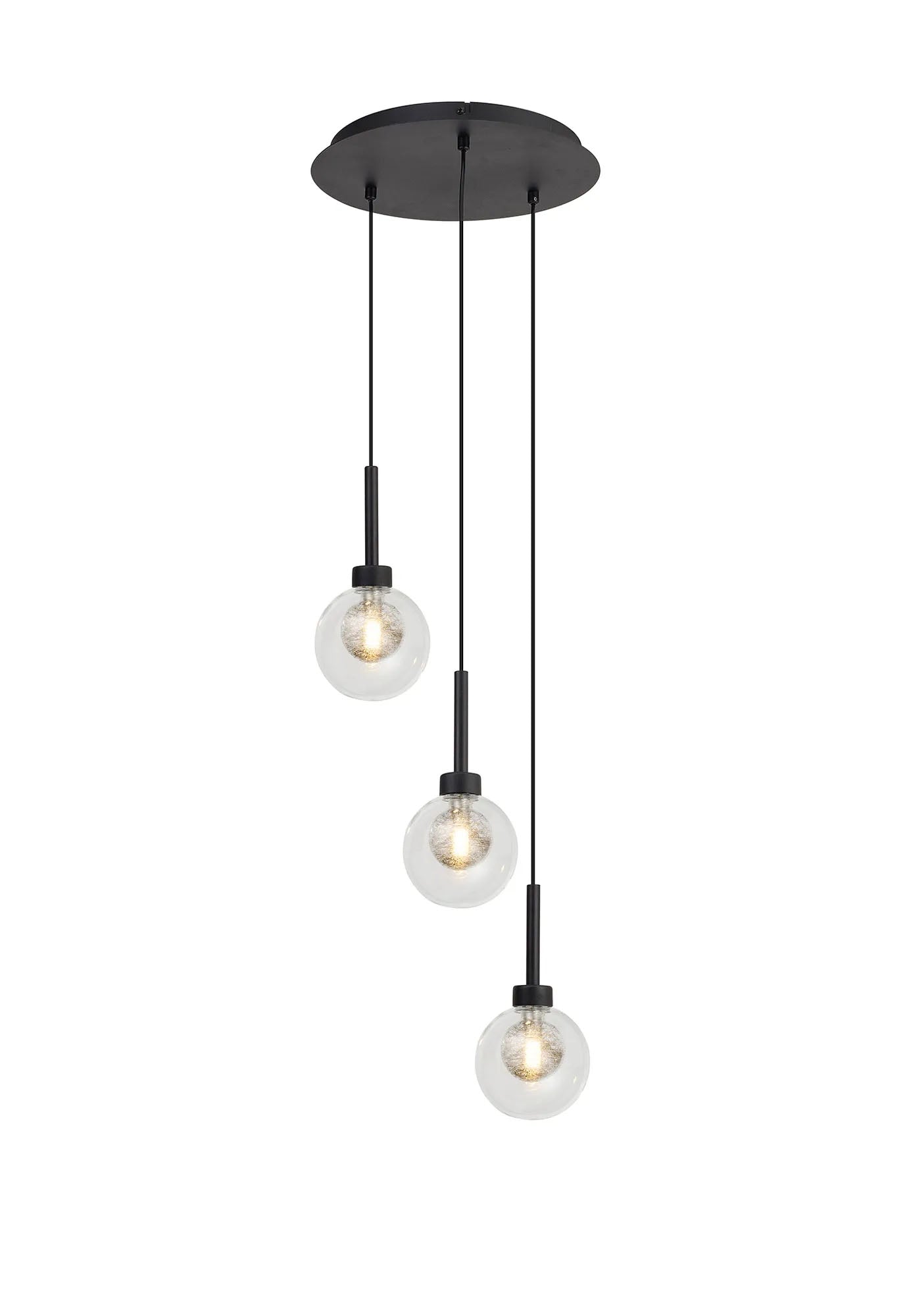 Lathen Satin Black 3 x G9 2m Round Pendant