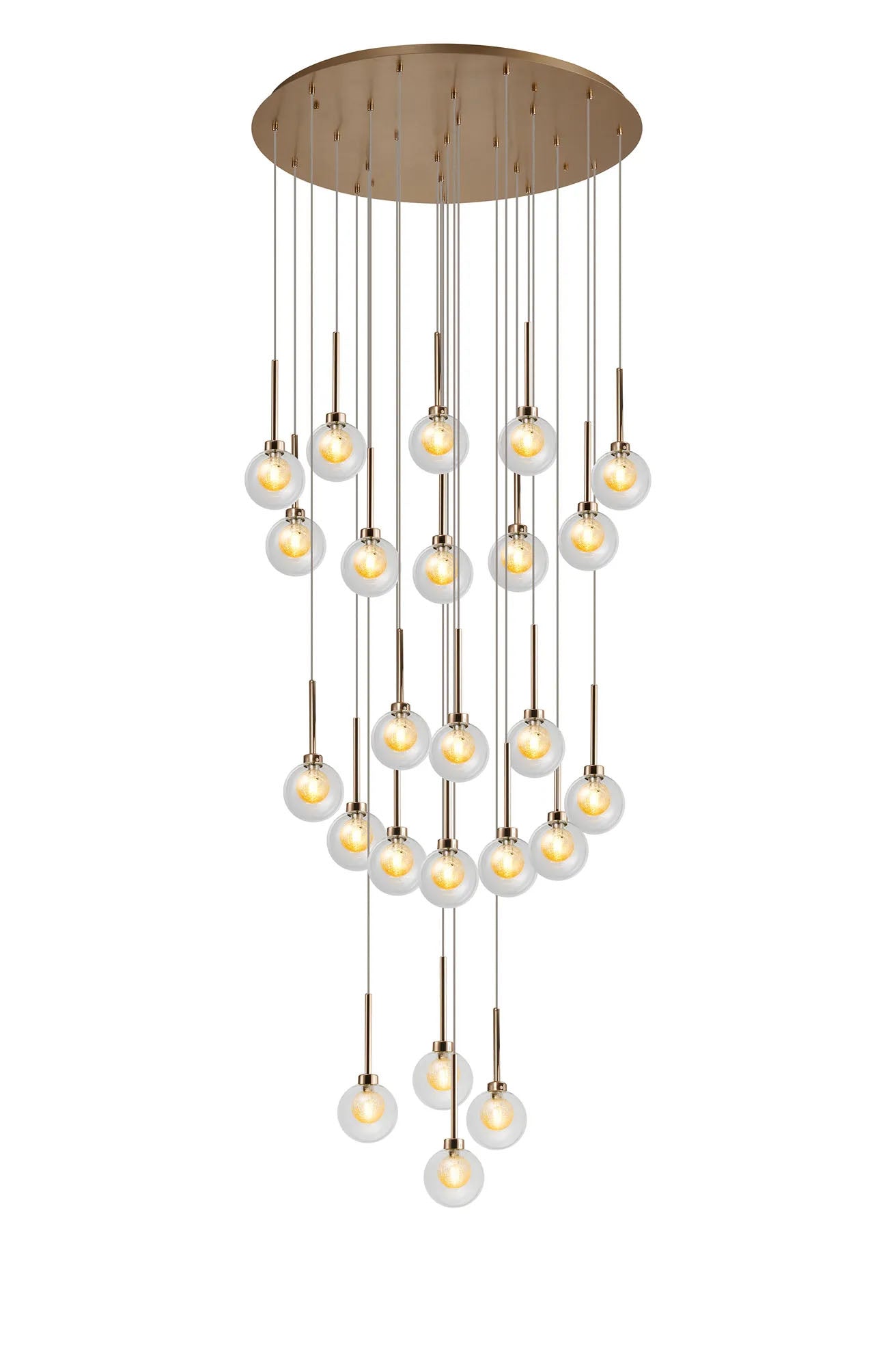 Lathen Round Multiple Pendant 5m With Round Clear With Inner Gold/Black Globe (AA), 24 Light G9, French Gold/Gold/Black/Matt Gold