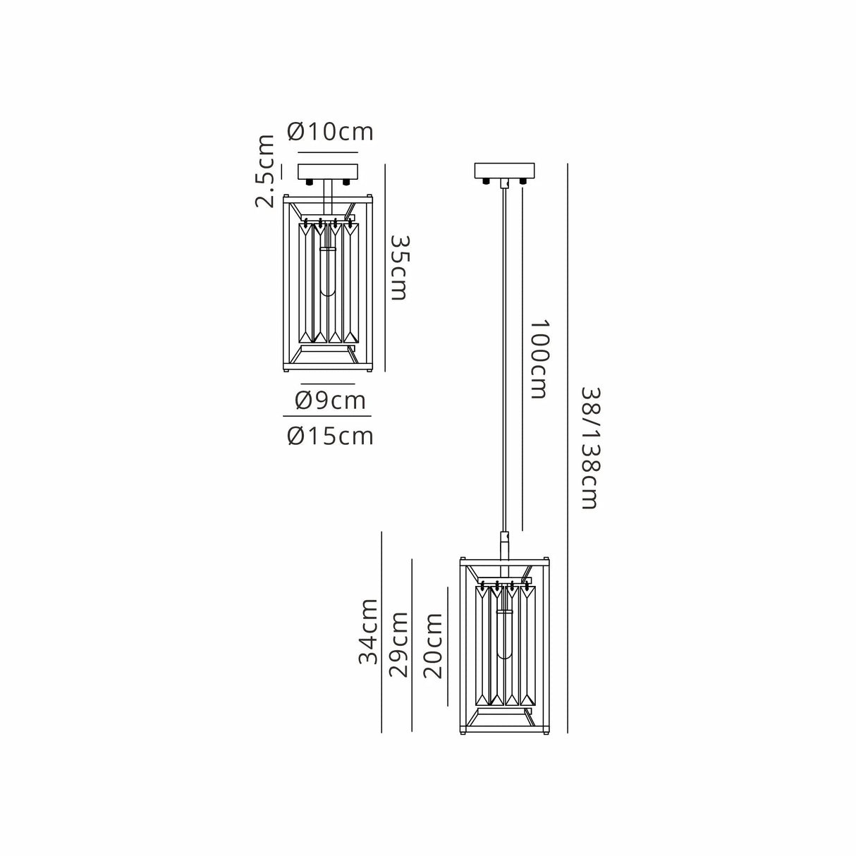 Trian 15cm Pendant/Semi Flush, 1 x G9, IP44, Polished Nickel / Clear