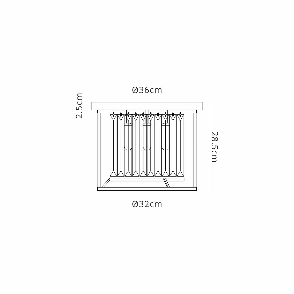 Trian 36cm Ceiling, 3 x G9, IP44, Satin Black / Clear