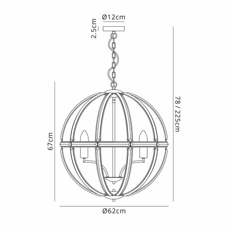 Ellison Large Round Pendant, 6 x E27, French Gold