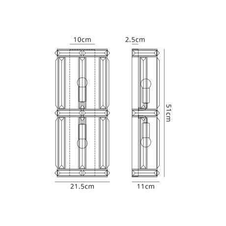Ellison Rectangular Wall Light, 2 x E14, French Gold