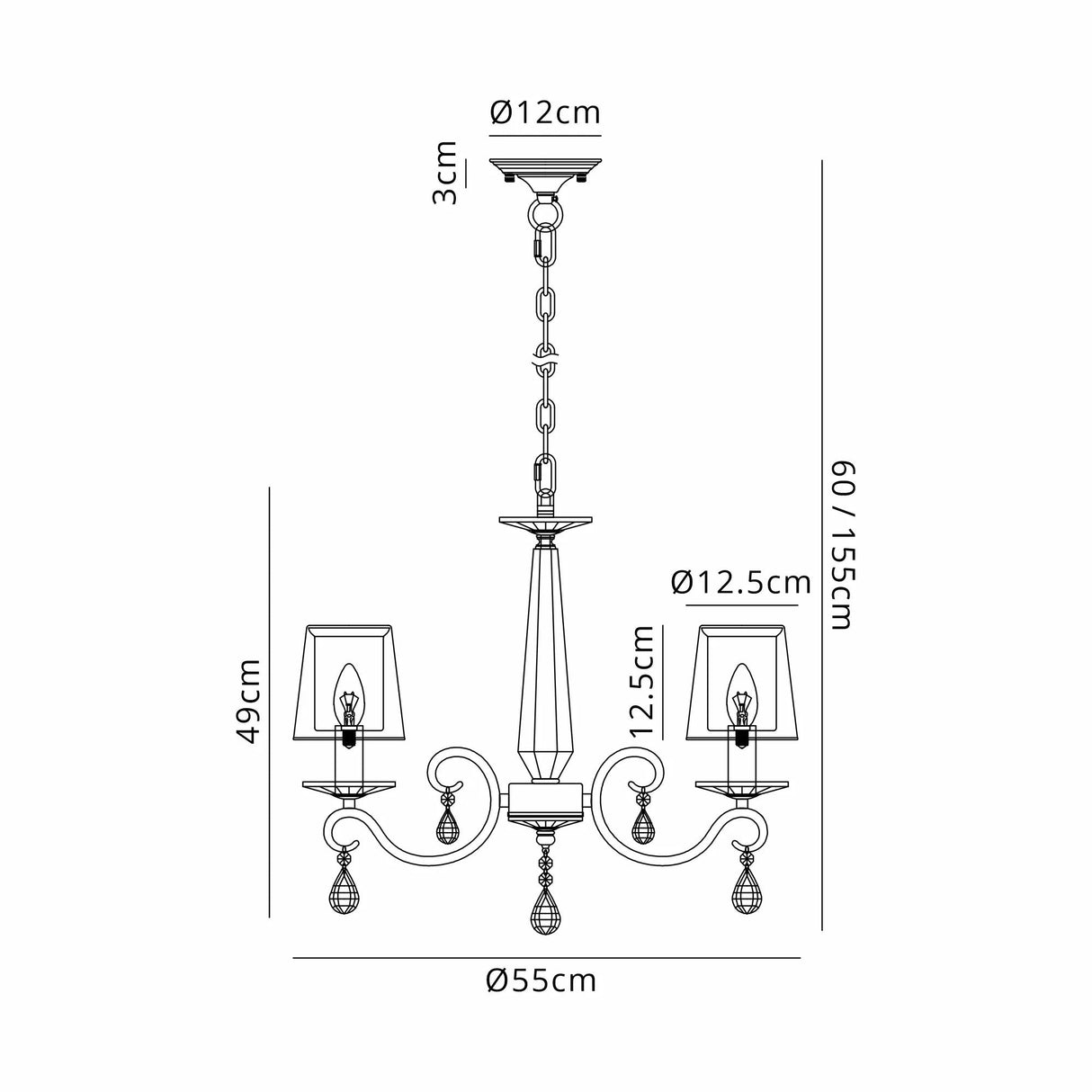 Spellman Crystal Pendant 4 Light With Shade (B)