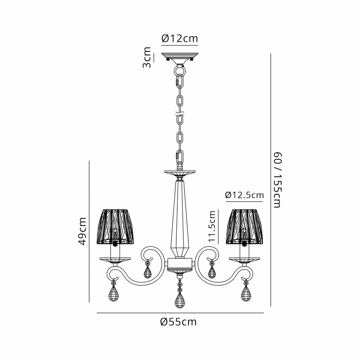 Spellman Crystal Pendant 4 Light With Crystal Shade (A)