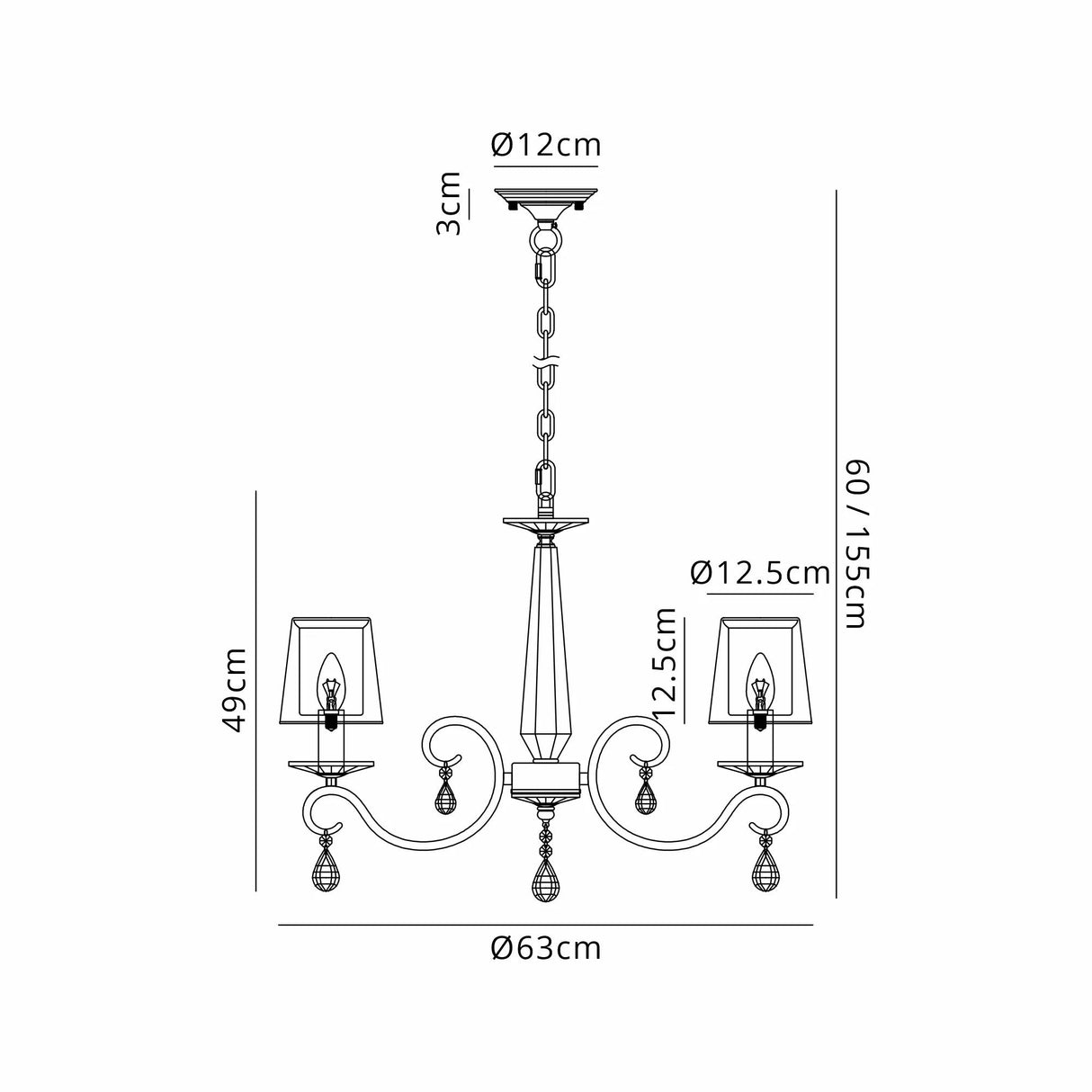 Spellman Crystal Pendant 6 Light With Shade (B)