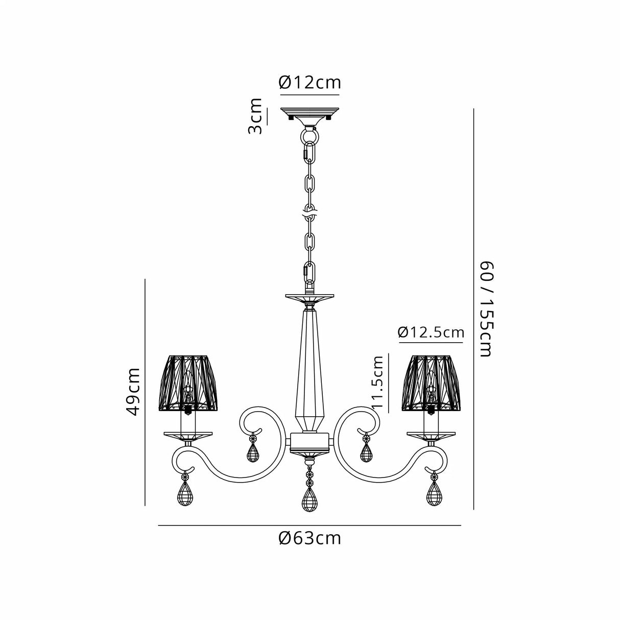 Spellman Crystal Pendant 6 Light With Crystal Shade (A)