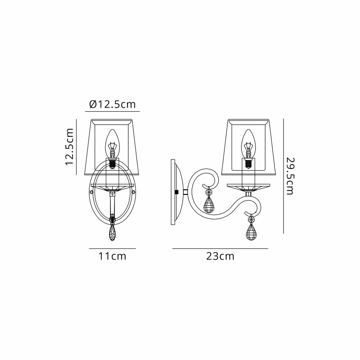 Spellman Crystal Wall Lamp 1 Light With Shade (B)