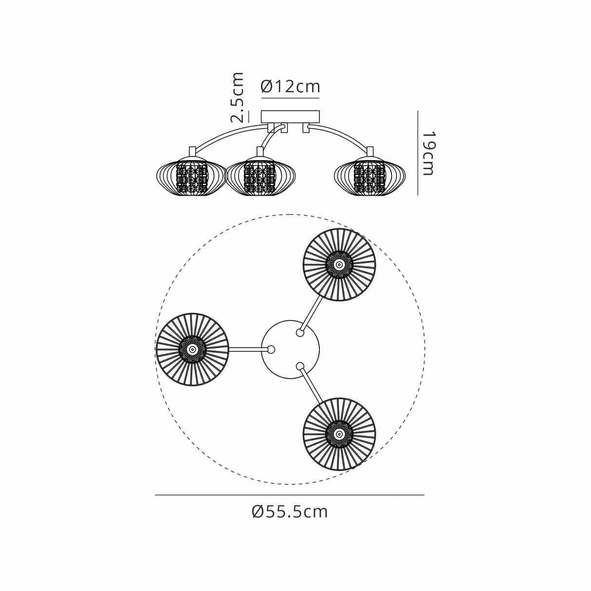 Greaves Flush Ceiling Light, 3 x G9, Polished Chrome/Smoked Glass/Clear Crystal
