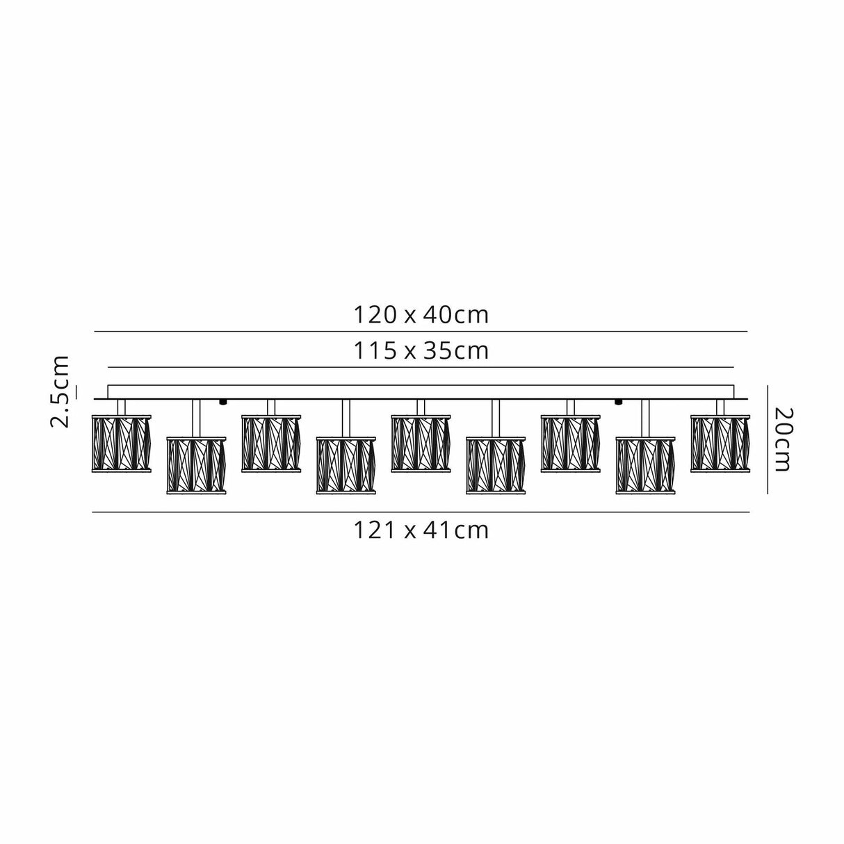 Swindlehirs Rectangle 14 x G9 Flush Light Chrome/Clear Crystal Shade