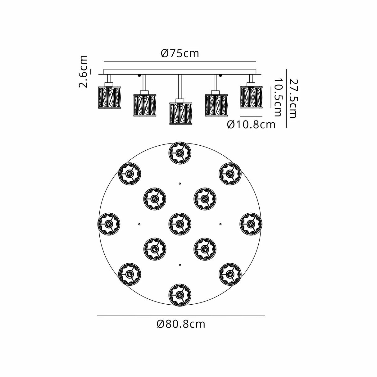 Swindlehirs Satin Black Round 13 x G9 Flush Light With Clear Crystal