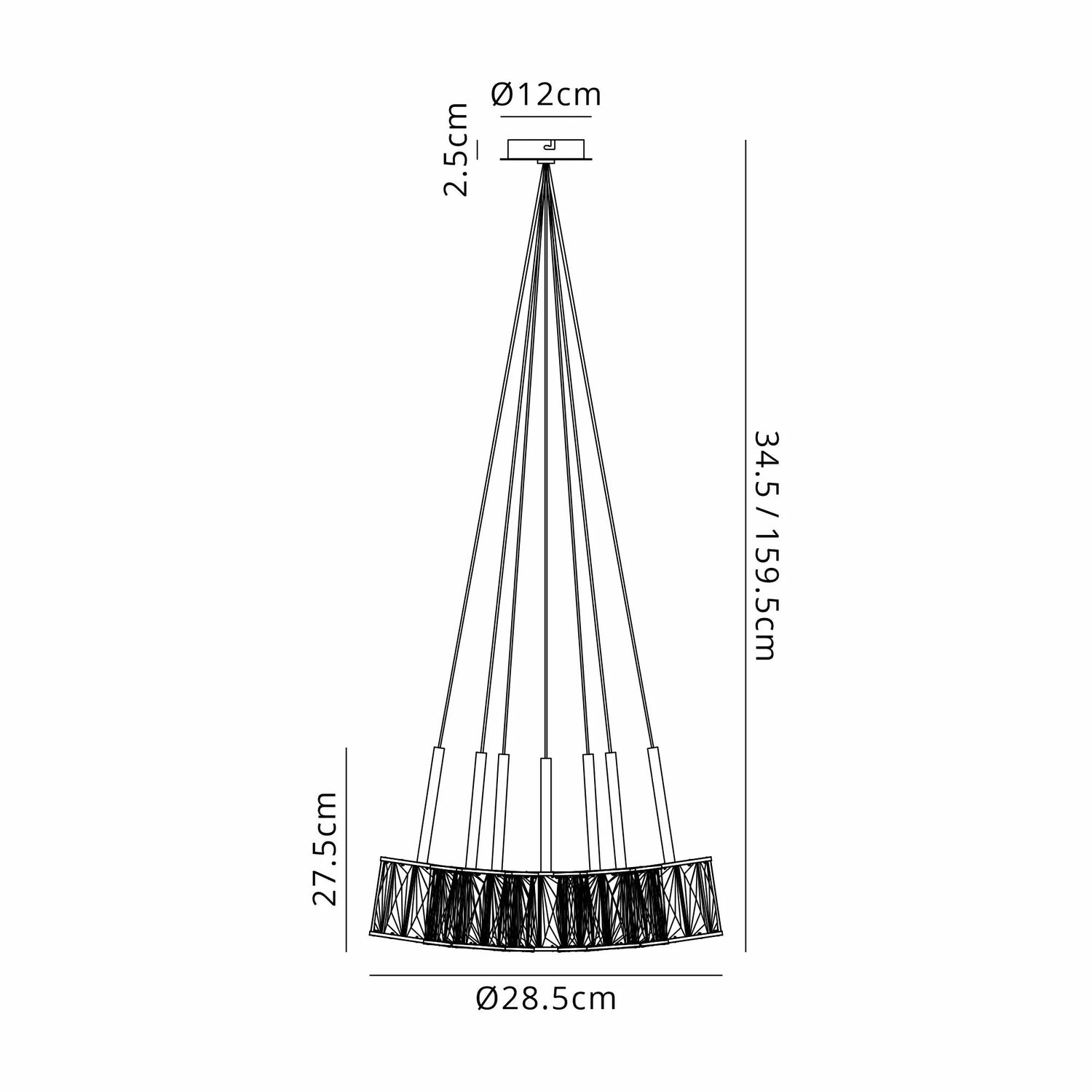 Swindlehirs Satin Black 7 x G9 1.5m Cluster Pendant
