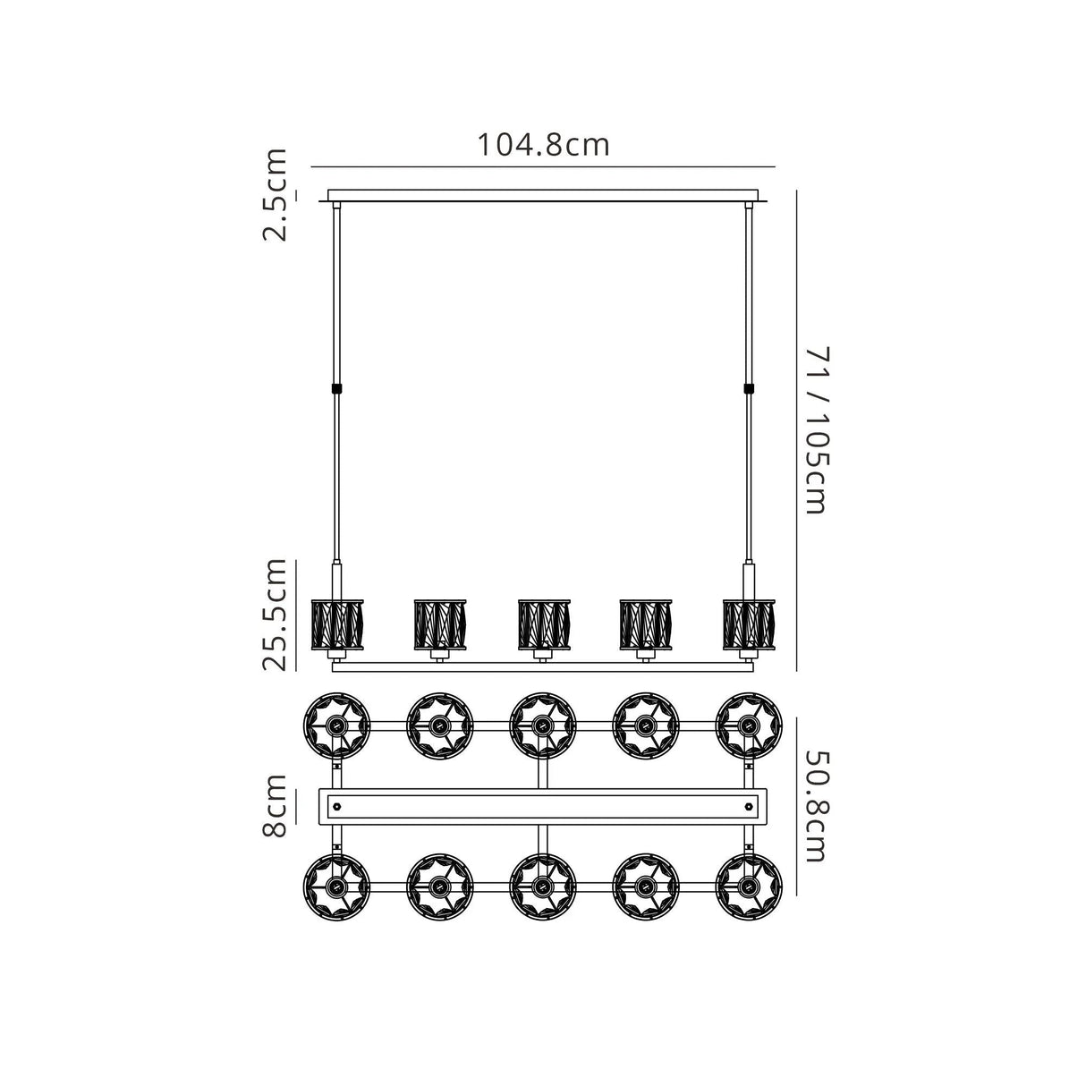 Swindlehirs 10 Light Rectangle G9 Telescopic Light Polished Chrome / Clear Crystal Shade