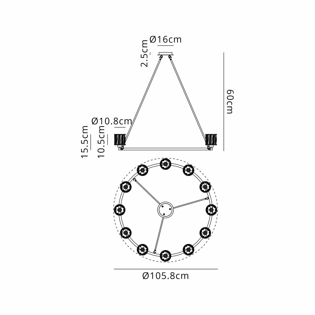 Swindlehirs 12 Light Round G9 Telescopic Light French Gold / Clear Crystal Shade