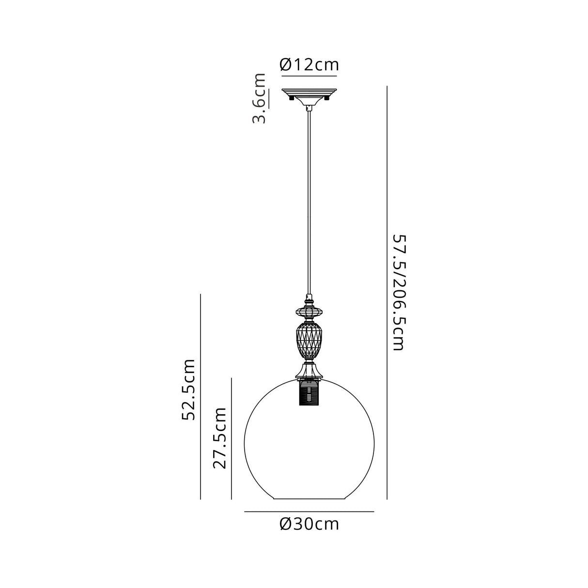 Embieton Crystal Pendant, 1 Light E27, Polished Nickel/Clear Crystal/Clear 30cm Glass Shade