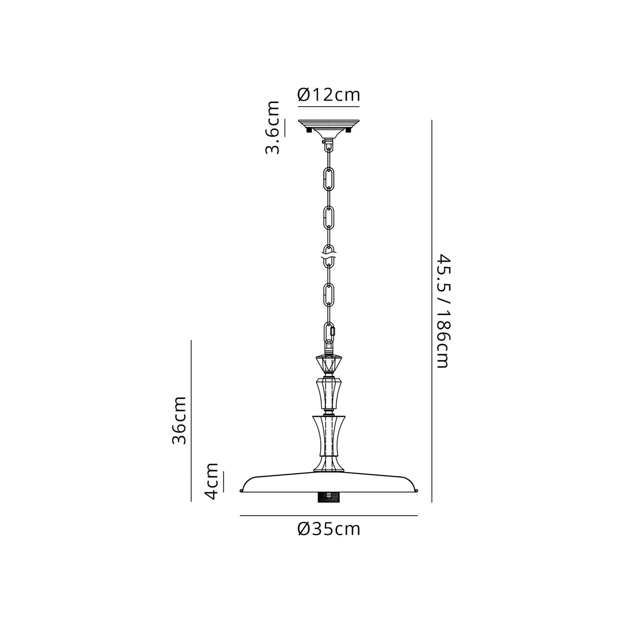Embieton Crystal Pendant, 1 Light E27, Polished Nickel/Clear Crystal/Cool Grey 35cm Flat Metal Shade