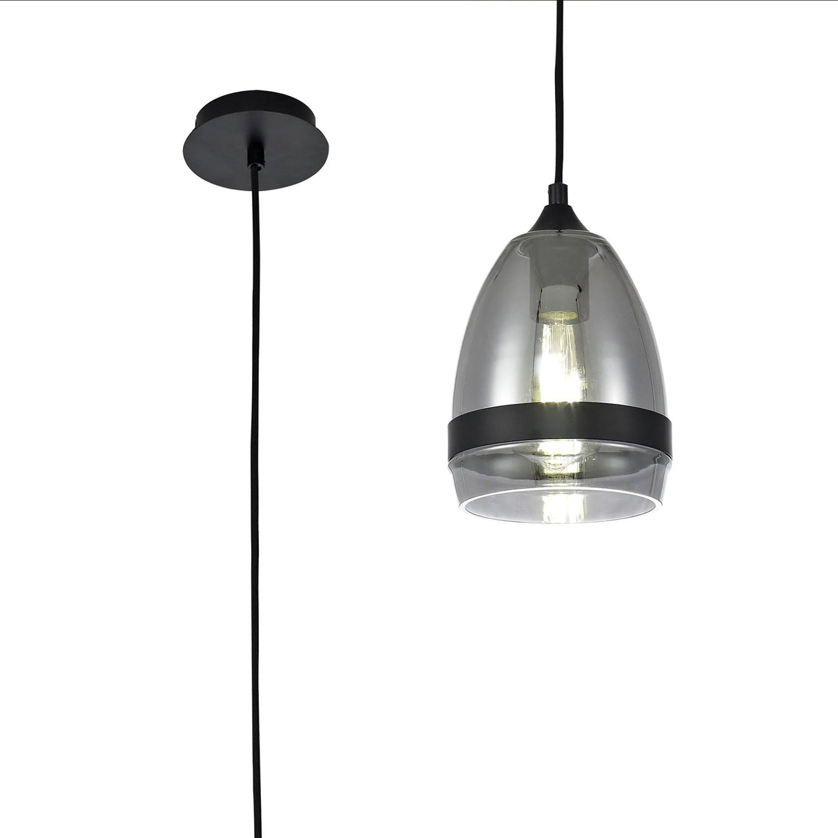 Lemon Pendant 15cm Cone, 1 x E27 (Max 20W), Matt Black & Smoke Plated