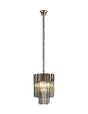 Longhorn 30cm Pendant Round 4 x E14, Polished Nickel/Smoke Sculpted Glass