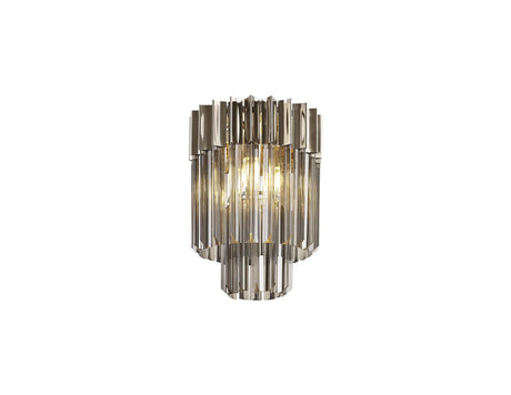 Longhorn 30cm Flush Ceiling Round 3 x E14, Polished Nickel/Smoke Sculpted Glass