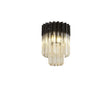 Longhorn 30cm Flush Ceiling Round 3 x E14, Matt Black/Cognac Sculpted Glass