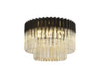 Longhorn 60cm Flush Ceiling Round 7 x E14, Matt Black/Cognac Sculpted Glass (15kg)