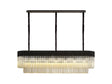 Longhorn 150 x 40cm Linear Pendant Rectangle 7 x E14, Matt Black/Cognac Sculpted Glass