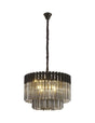 Longhorn 60cm Pendant Round 8 x E14, Matt Black/Smoke Sculpted Glass (18kg)