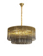 Longhorn 80cm Pendant Round 12 x E14, Brass/Smoke Sculpted Glass (25.4kg)