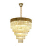 Longhorn 80cm Pendant Round 5 Tier 19 x E14, Brass/Cognac Sculpted Glass (32.6kg)