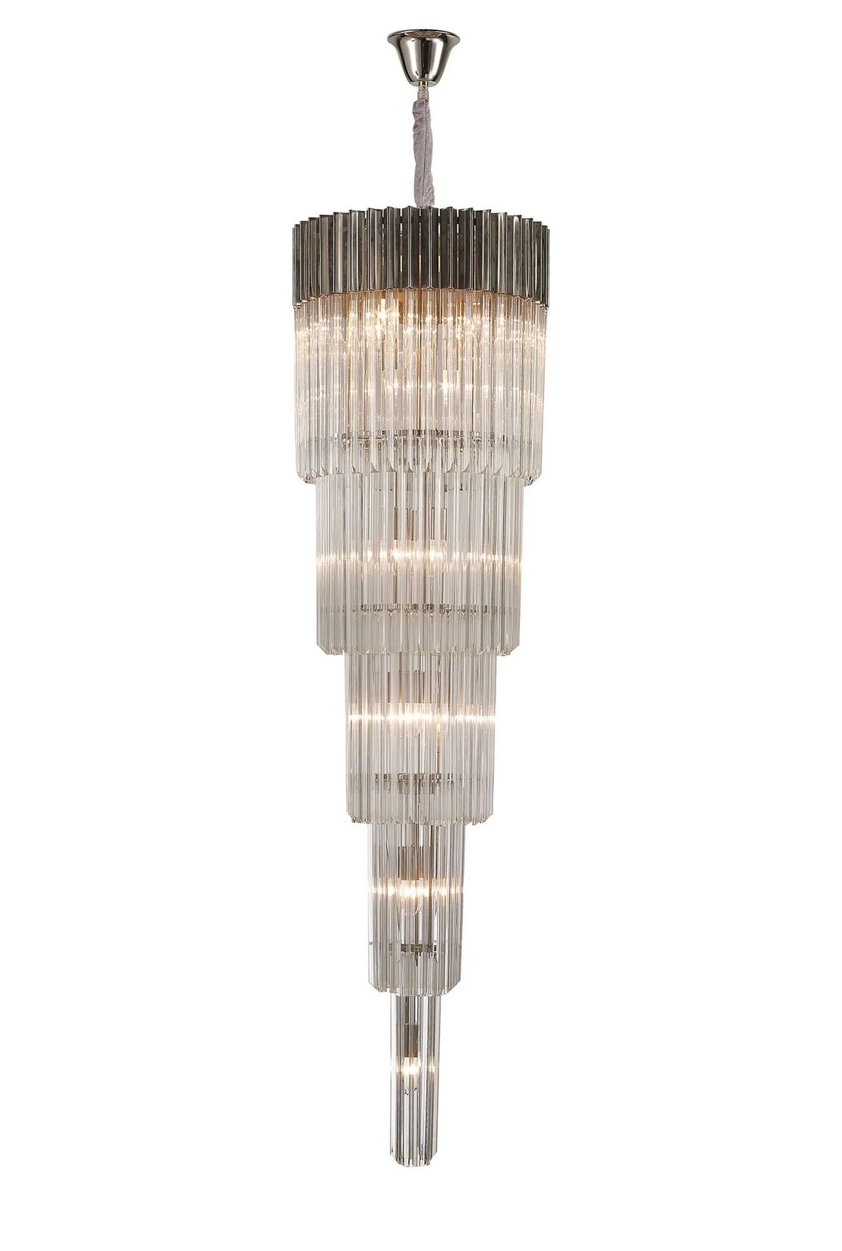 Longhorn 50cm 5 Tier Pendant 18 Light Polished Nickel/Clear