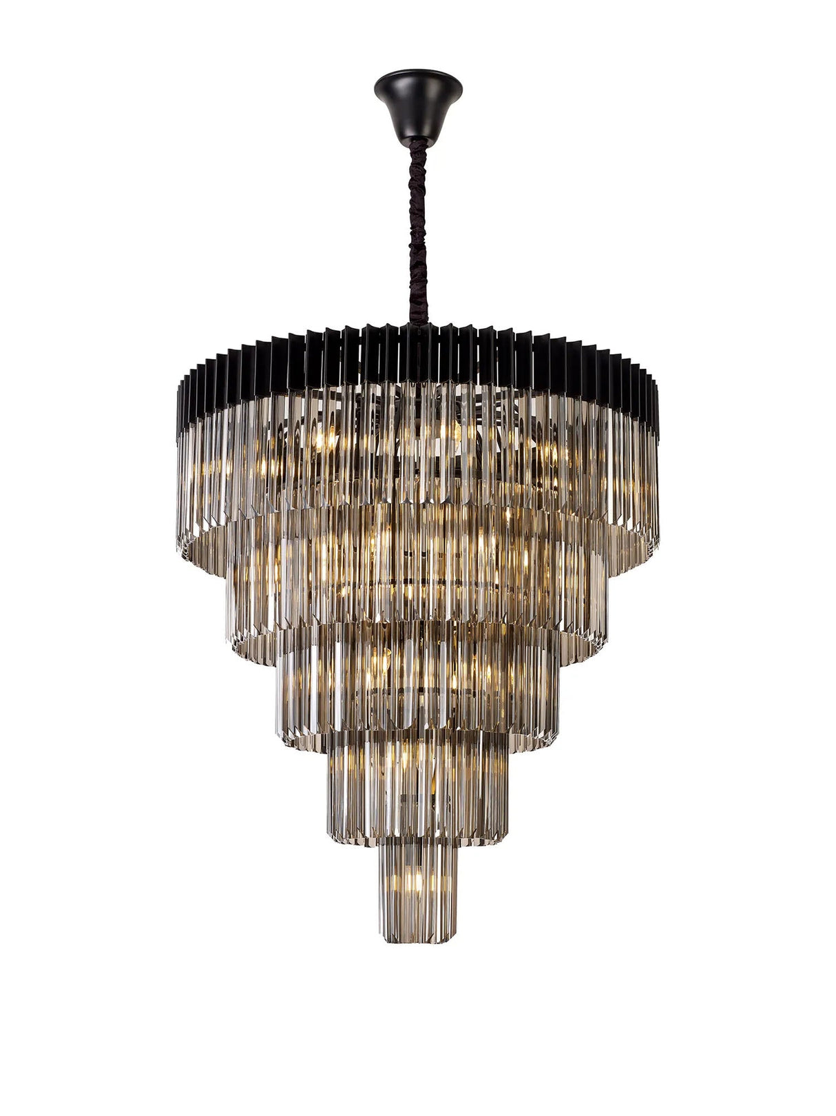 Longhorn 96cm 5-Tier Pendant 23 Light Matt Black/Smoked