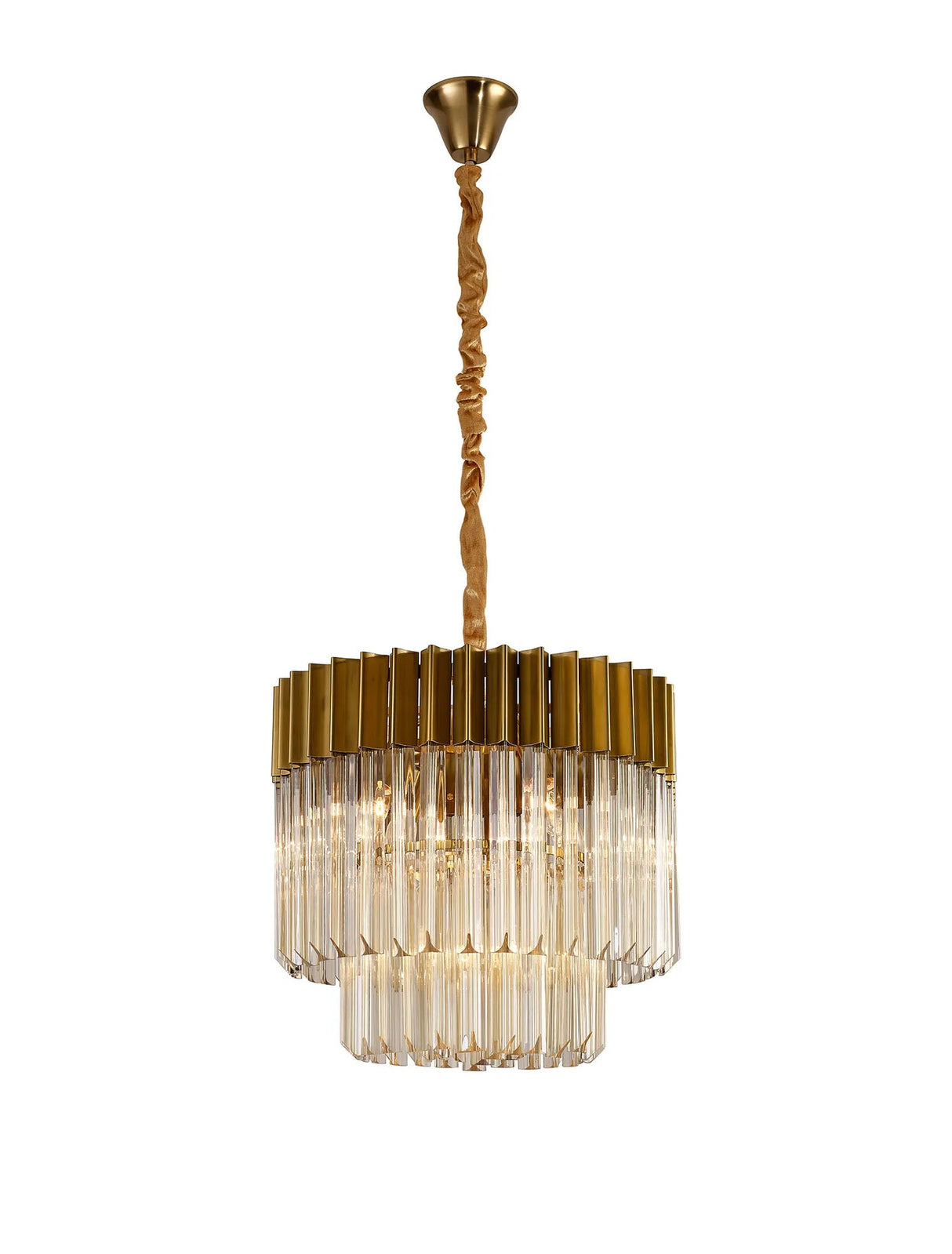 Longhorn 45cm Pendant Round 5 Light Brass/Cognac