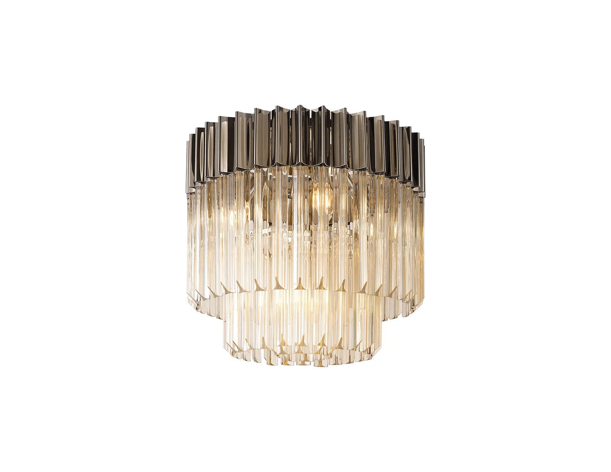Longhorn 45cm Flush Ceiling Round 5 Light Polished Nickel/Cognac