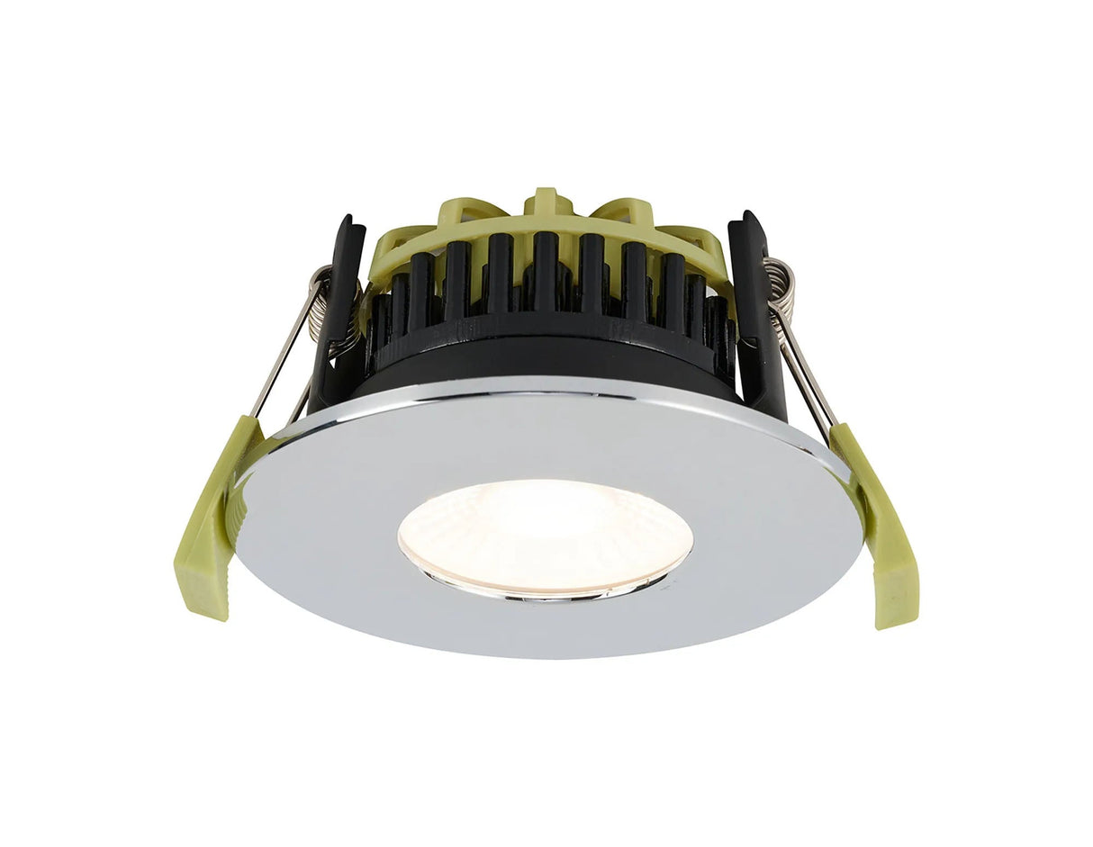 Marangony 4/6/8W, Triac Dimmable 4CCT LED Fire Rated Downlight, With Chrome Fascia, Cut Out: 70mm, 400/600/800lm, 60° Deg, IP65 DRIVER INC., 5yrs Wrnty