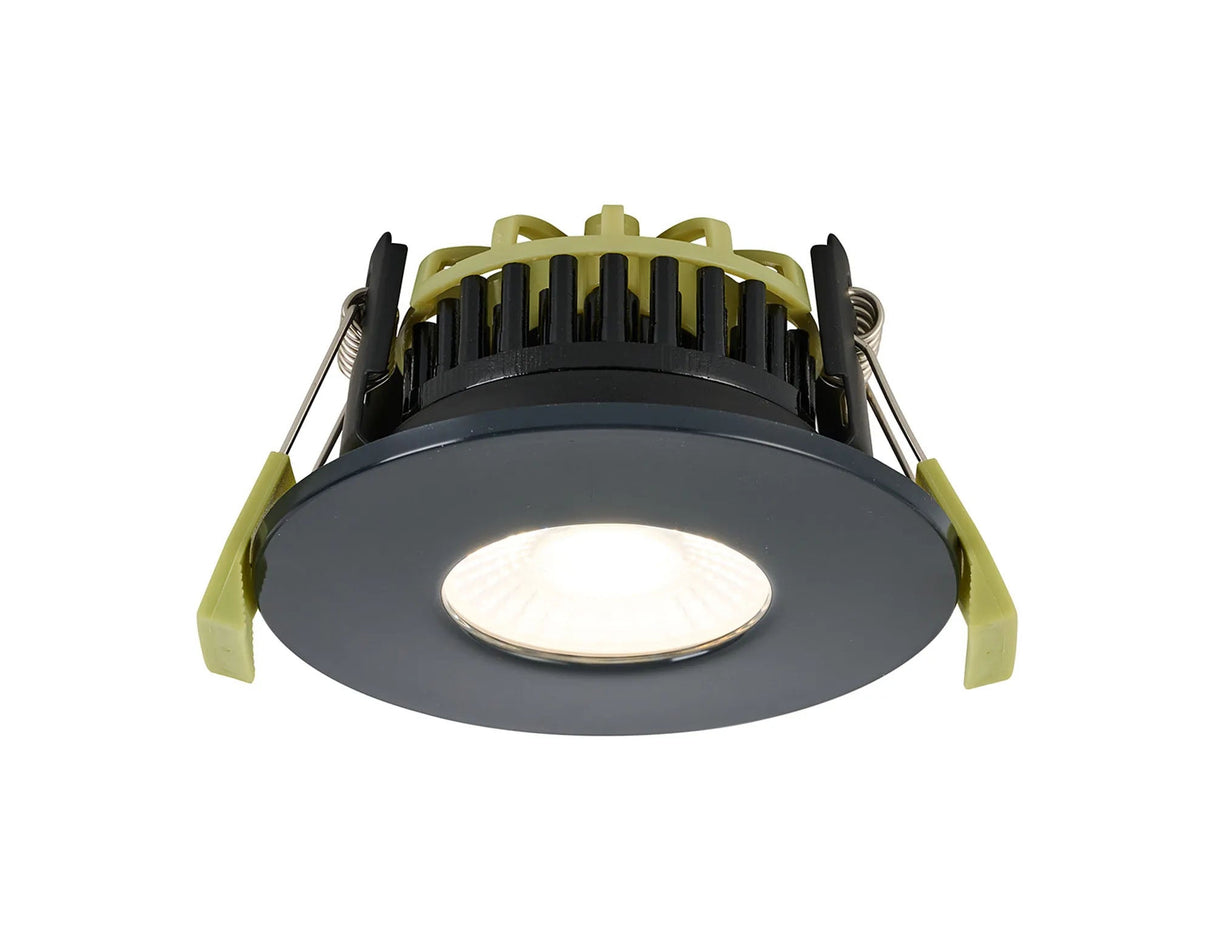 Marangony 4/6/8W, Triac Dimmable 4CCT LED Fire Rated Downlight, Charcoal Fascia, Cut Out: 70mm, 400/600/800lm, 60° Deg, IP65 DRIVER INC. 5yrs Wrnty