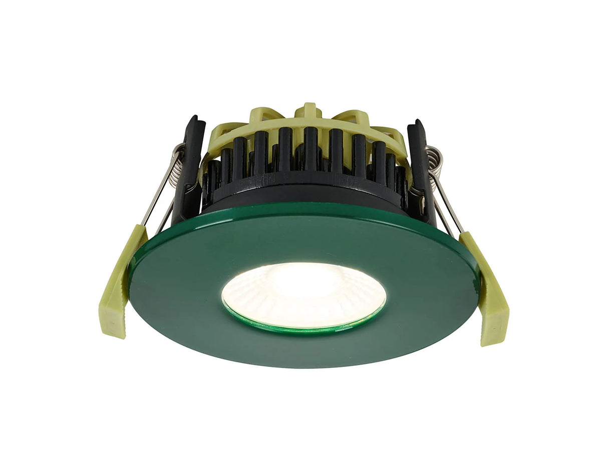 Marangony 4/6/8W, Triac Dimmable 4CCT LED Fire Rated Downlight, Dark Green Fascia, Cut Out: 70mm, 400/600/800lm, 60° Deg, IP65 DRIVER INC. 5yrs Wrnty