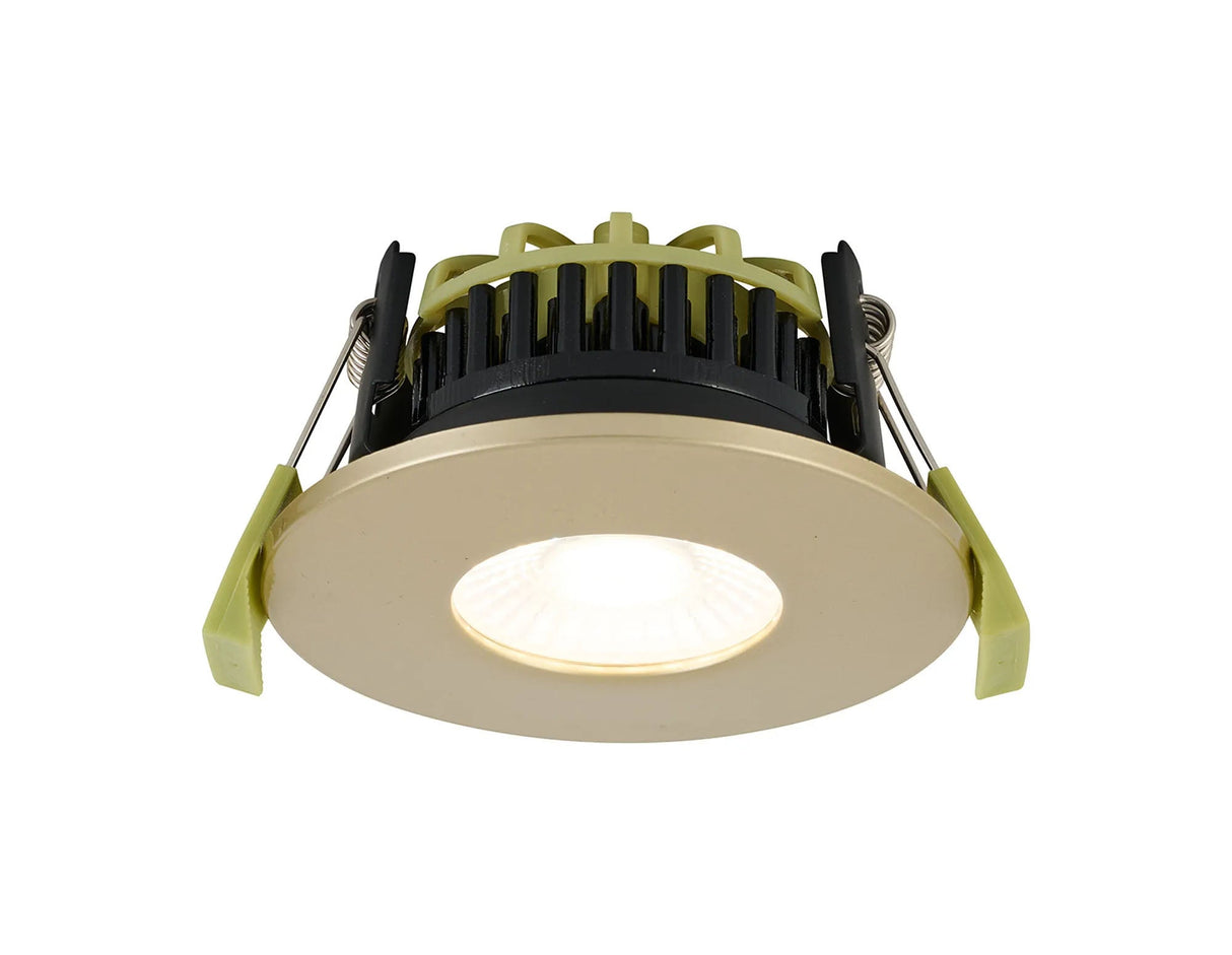 Marangony 4/6/8W, Triac Dimmable 4CCT LED Fire Rated Downlight, Champagne Gold Fascia, Cut Out: 70mm, 400/600/800lm, 60° Deg, IP65 DRIVER INC 5yrs Wrnty