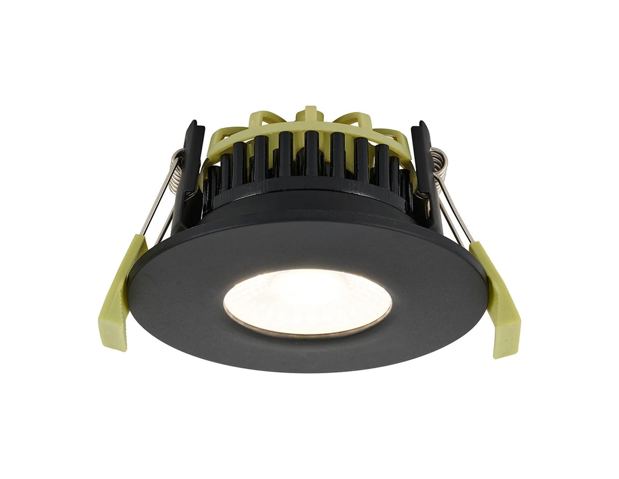 Marangony 4/6/8W, Triac Dimmable 4CCT LED Fire Rated Downlight, With Matt Black, Cut Out: 70mm, 400/600/800lm, 60° Deg, IP65 DRIVER INC., 5yrs Wrnty