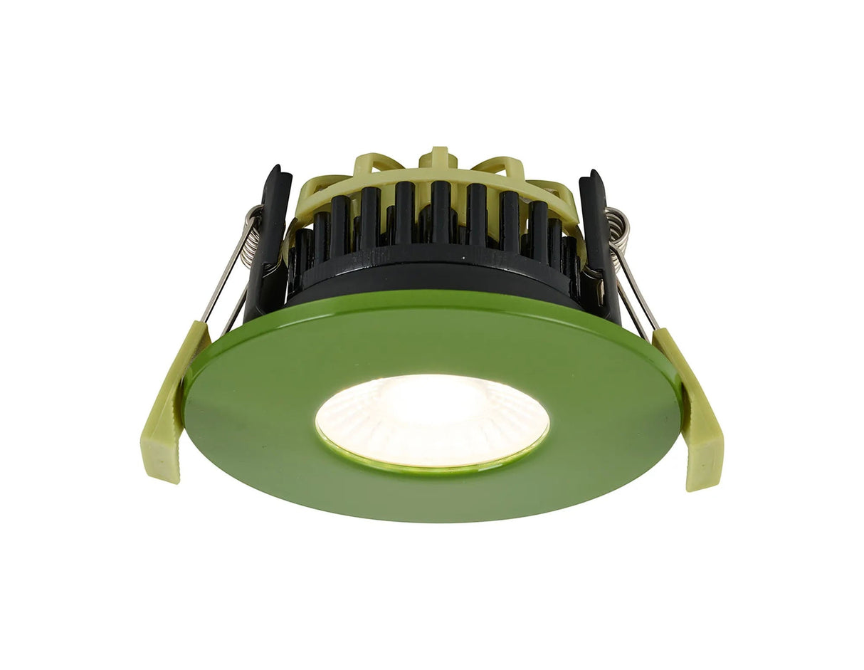 Marangony 4/6/8W, Triac Dimmable 4CCT LED Fire Rated Downlight, Moss Green Fascia, Cut Out: 70mm, 400/600/800lm, 60° Deg, IP65 DRIVER INC. 5yrs Wrnty