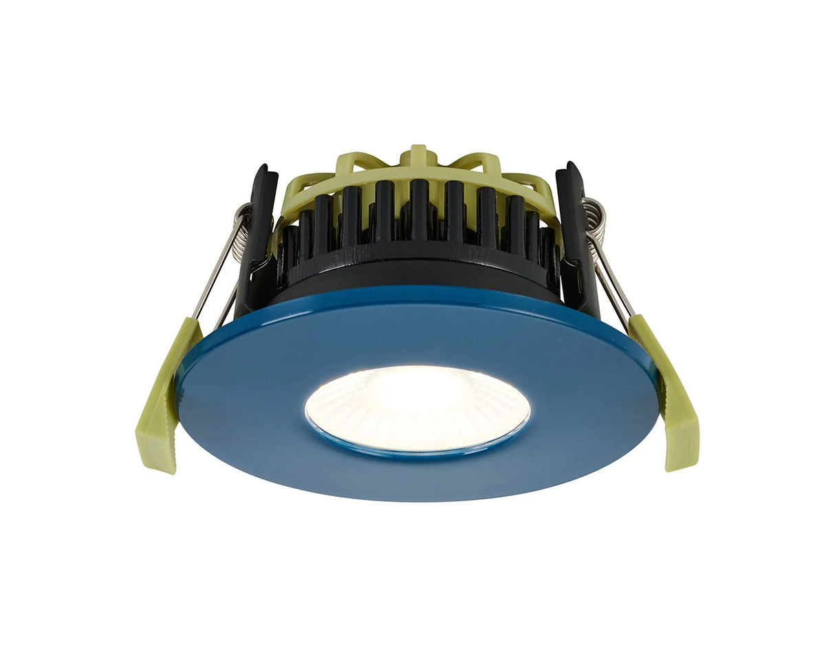 Marangony 4/6/8W, Triac Dimmable 4CCT LED Fire Rated Downlight, Ocean Blue Fascia, Cut Out: 70mm, 400/600/800lm, 60° Deg, IP65 DRIVER INC. 5yrs Wrnty