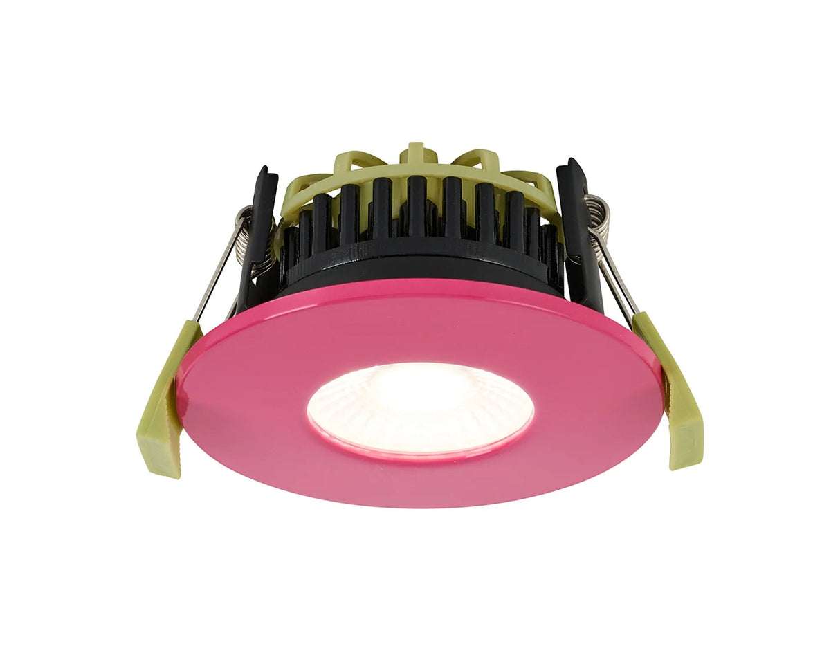 Marangony 4/6/8W, Triac Dimmable 4CCT LED Fire Rated Downlight, Pink Fascia, Cut Out: 70mm, 400/600/800lm, 60° Deg, IP65 DRIVER INC. 5yrs Wrnty