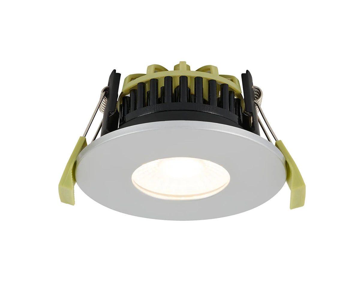 Marangony 4/6/8W, Triac Dimmable 4CCT LED Fire Rated Downlight, Platinum Silver Fascia, Cut Out: 70mm, 400/600/800lm 60° Deg, IP65 DRIVER INC 5yrs Wrnty