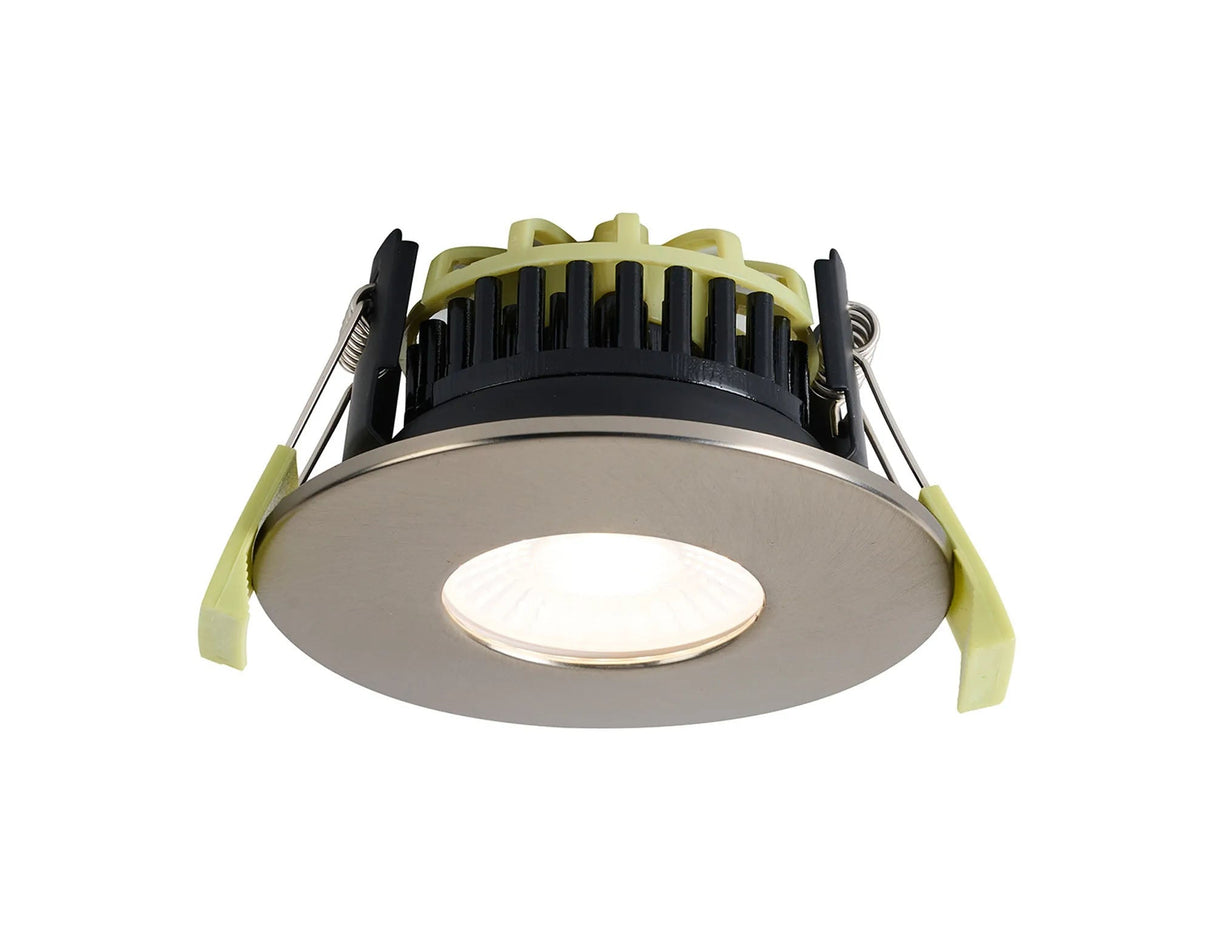 Marangony 4/6/8W, Triac Dimmable 4CCT LED Fire Rated Downlight, Satin Nickel Fascia, Cut Out: 70mm, 400/600/800lm, 60° Deg, IP65 DRIVER INC. 5yrs Wrnty