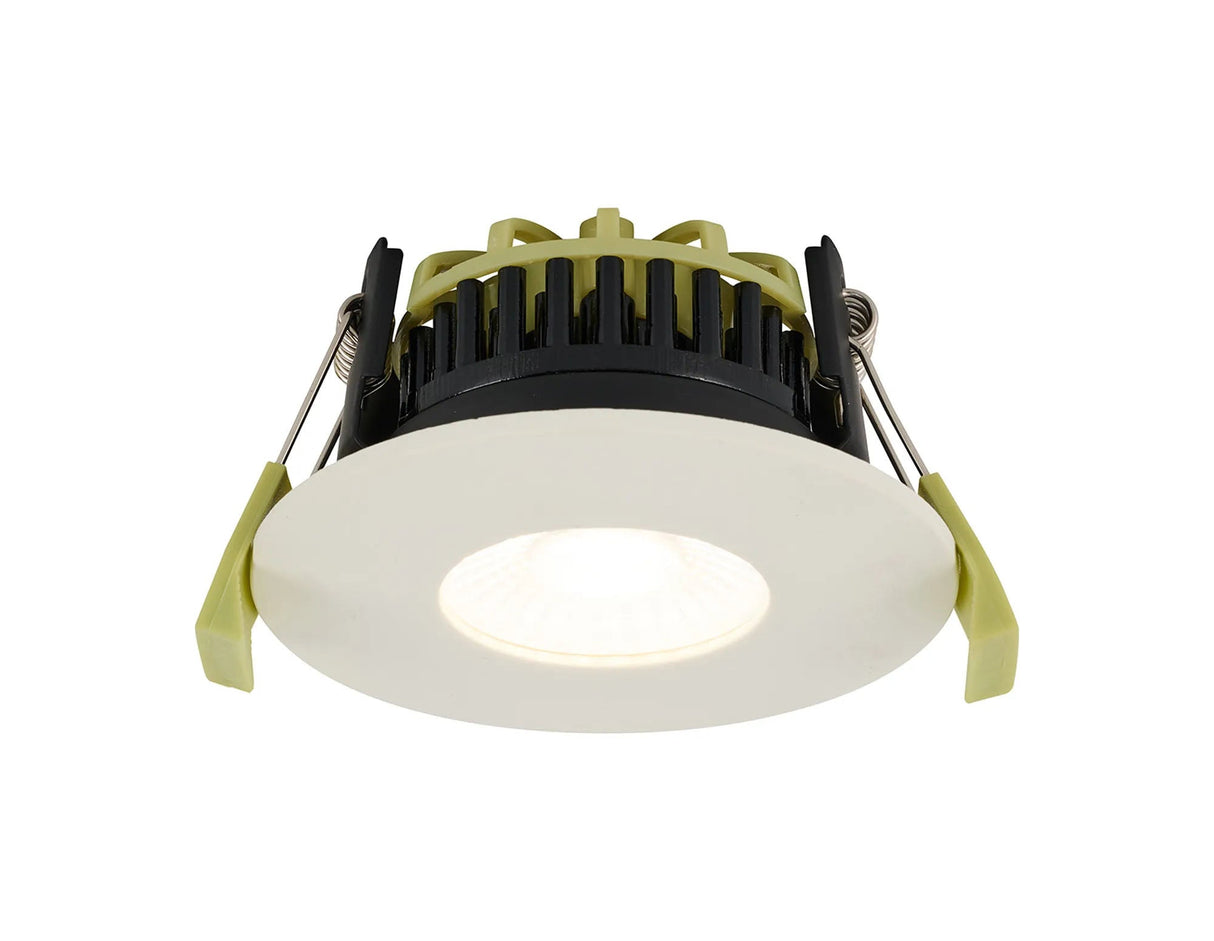 Marangony 4/6/8W, Triac Dimmable 4CCT LED Fire Rated Downlight, With Matt White, Cut Out: 70mm, 400/600/800lm, 60° Deg, IP65 DRIVER INC., 5yrs Wrnty