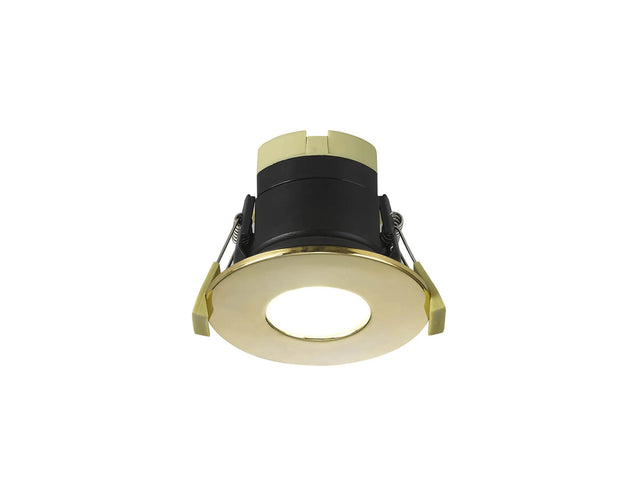 Marangony, 8W, Dimmable CCT LED Fire Rated Downlight, With Brass Fascia, Cut Out: 70mm, 60° Deg, IP65